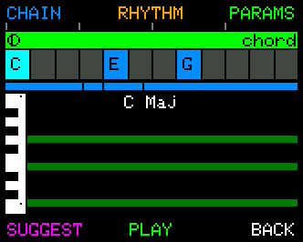 Chord Mode showing the Chord Chain strip