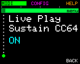 Live Play Sustain CC64 (default On)