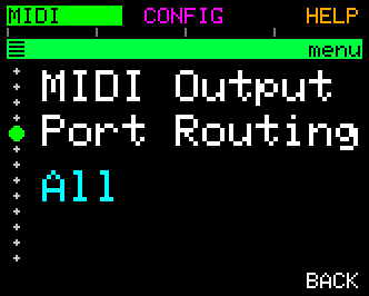 MIDI Output Port Routing (default All)