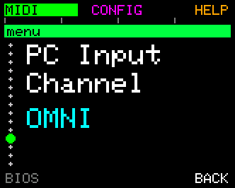 PC Input Channel (default OMNI)