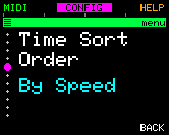 Time Sort Order (default Speed)