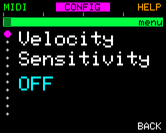 Velocity Sensitivity (default Off)
