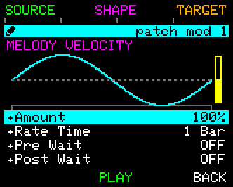 Modulation Edit - showing a basic waveform modulation