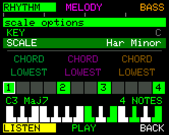 The Scale Options screen
