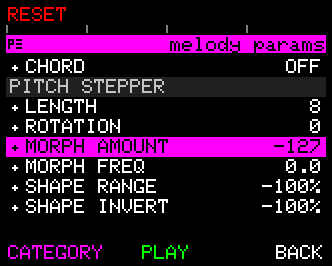 Melody Track Parameters